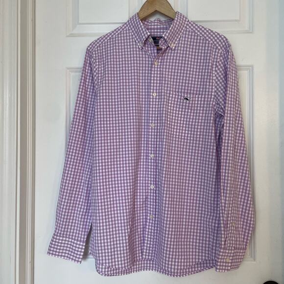 Vineyard Vines Other - Vineyard Vines Mens Small Classic Fit Shirt Purple Gingham Plaid Stretch